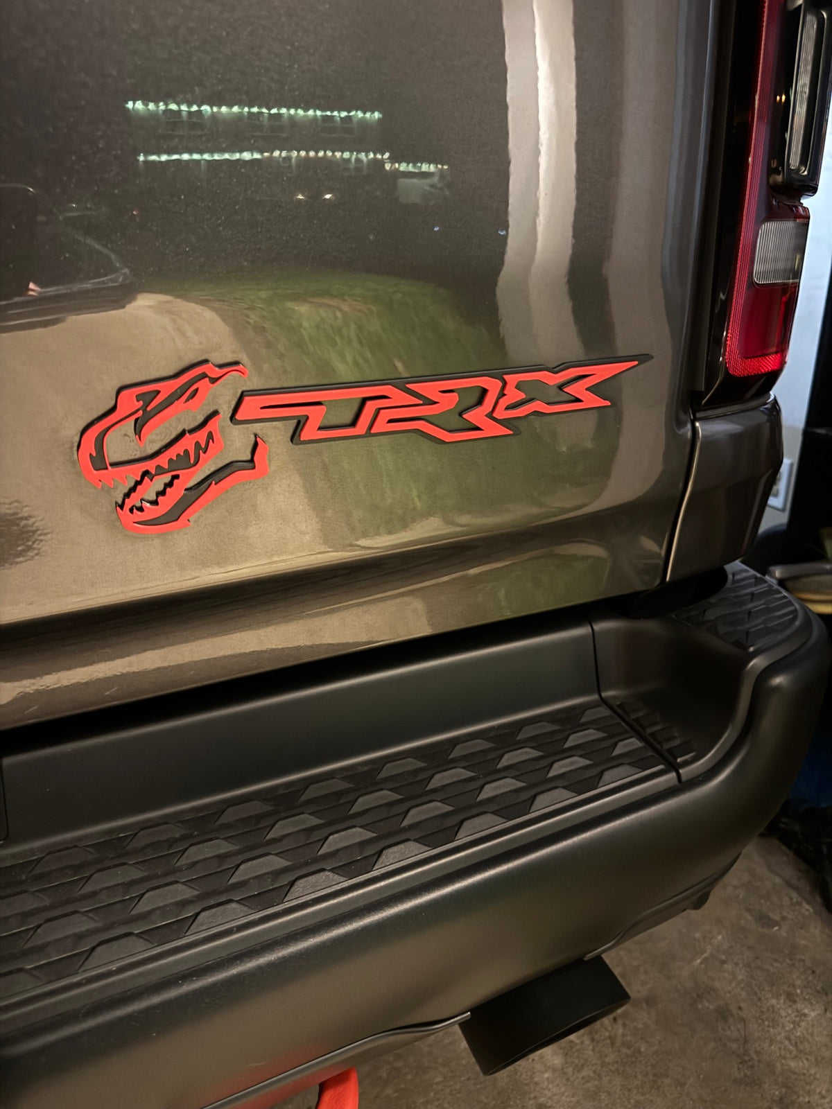 TRX T-Rex badge installed on tailgate